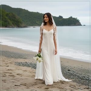 $2900 Temperley London Crinkle Chiffon Floral Embroidered Runway Dress